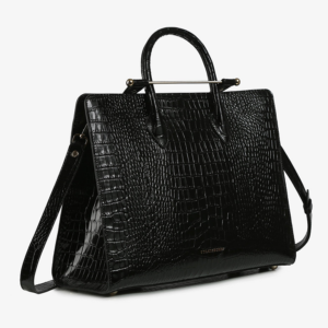 Strathberry Tote - Croc-Embossed Leather Black